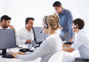 Call Center agent helping a customer