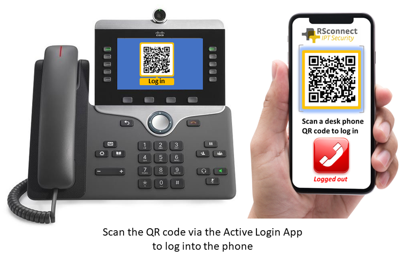 Userfriendly Extension Mobility: Via tha app the user scans the QR code and the deskphone is loaded with the user's settings